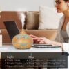 Hollow Grain Wood Aromatherapy Oil Ultrasonic Air Humidifier with 7 Color LED Light Remote Control  500ML - Image 4