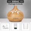 Hollow Grain Wood Aromatherapy Oil Ultrasonic Air Humidifier with 7 Color LED Light Remote Control  500ML - Image 5